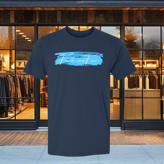 USA-Made Ringspun Unisex T-Shirt :faith over fear blue swipe